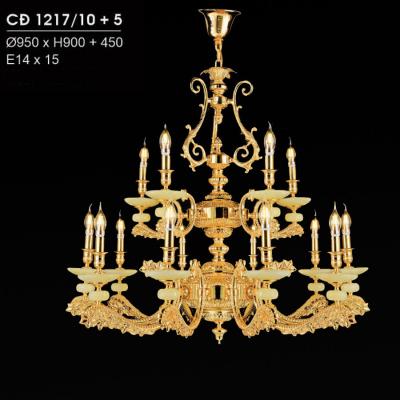 Đèn Chùm Đồng Nến Trang Trí Phòng Khách HFCĐ-1217/10+5