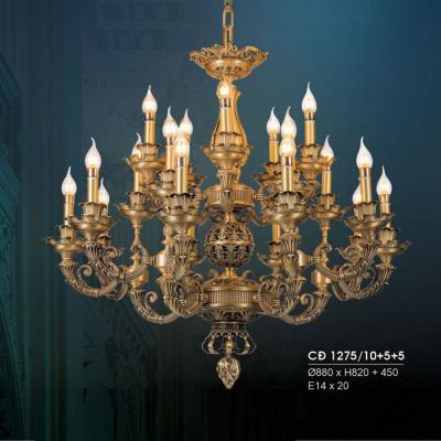 Đèn Chùm Đồng Nến Trang Trí Phòng Khách HFCĐ-1275/10+5+5 Giá Chiết Khấu