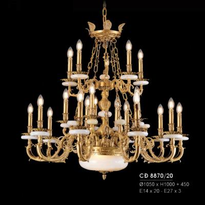 Đèn Chùm Đồng Tay Nến HFCĐ-8870/20 Cổ Điển