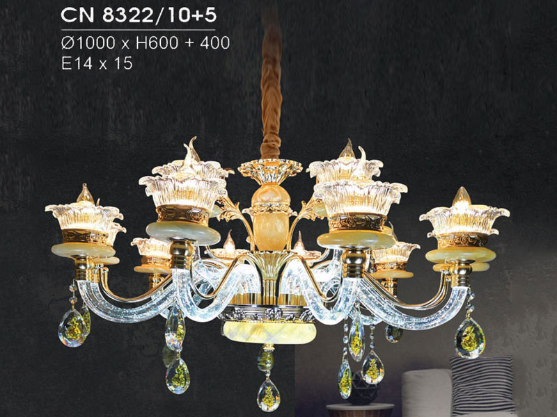 Đèn Chùm Trang Trí Phòng Khách HFCN-8312/10+5 Sang Trọng