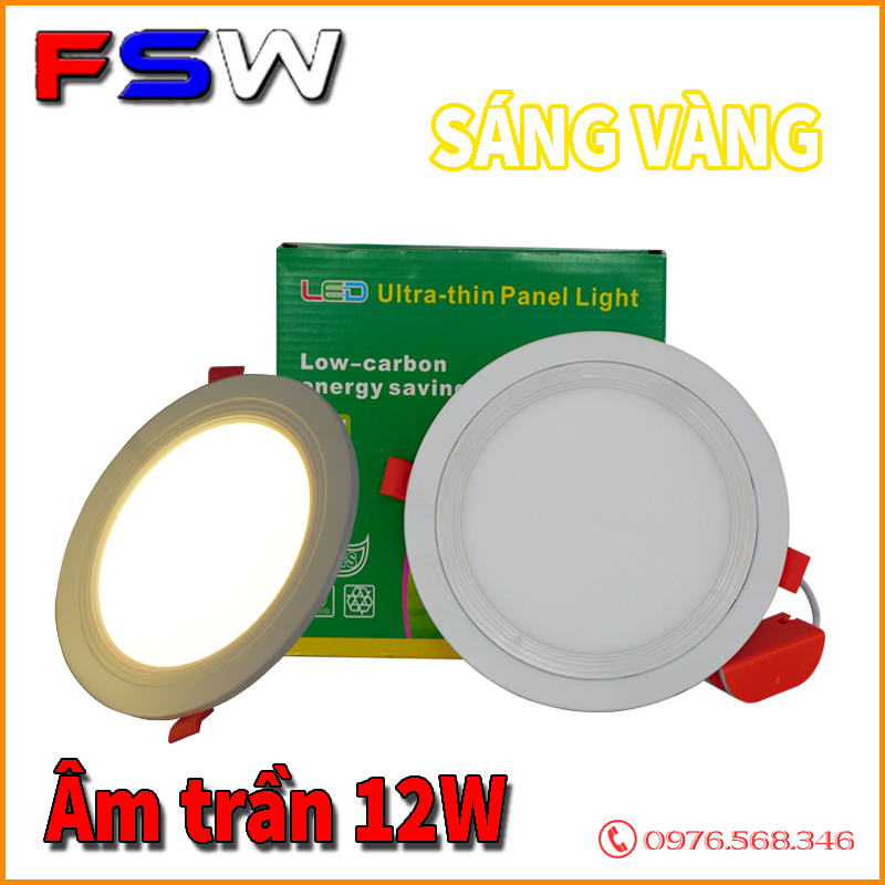 Đèn led âm trần 12W| ánh sáng vàng| giá kho