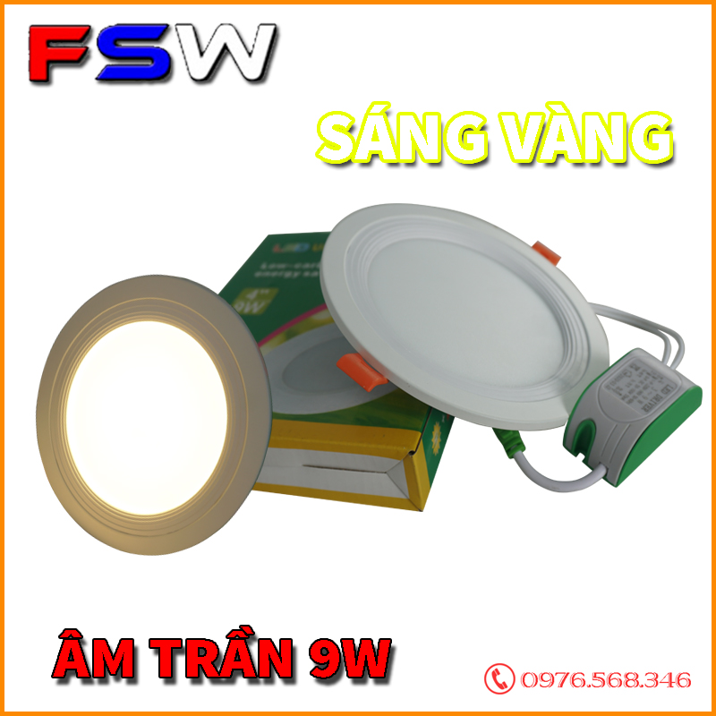 Đèn led âm trần 9w| ánh sáng vàng
