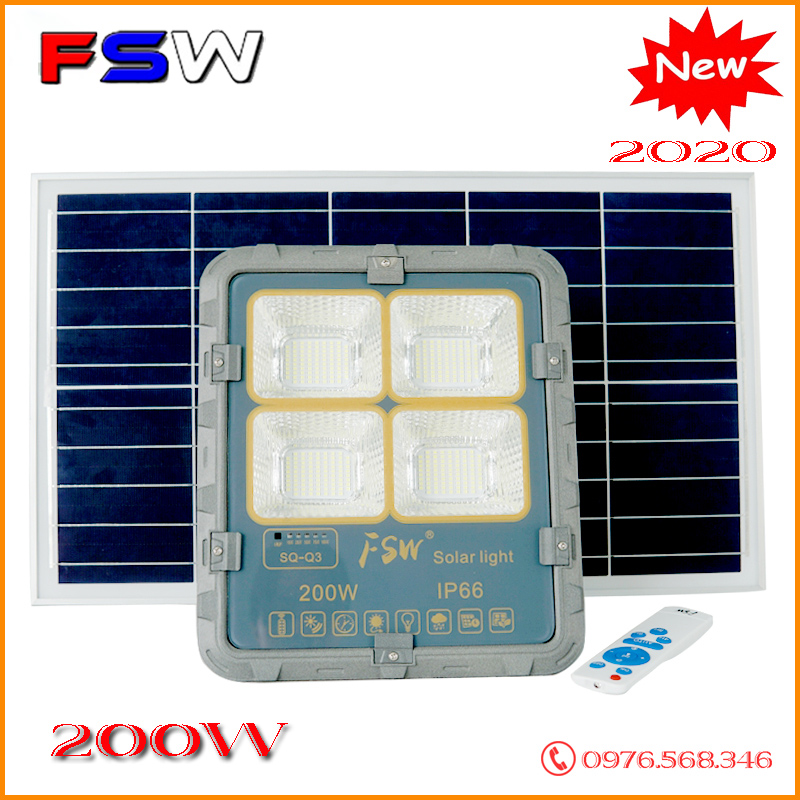 Đèn pha năng lượng mặt trời FSW 200W giá tốt