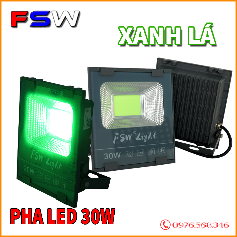 Đèn pha COB 30W| đèn pha led sáng màu xanh