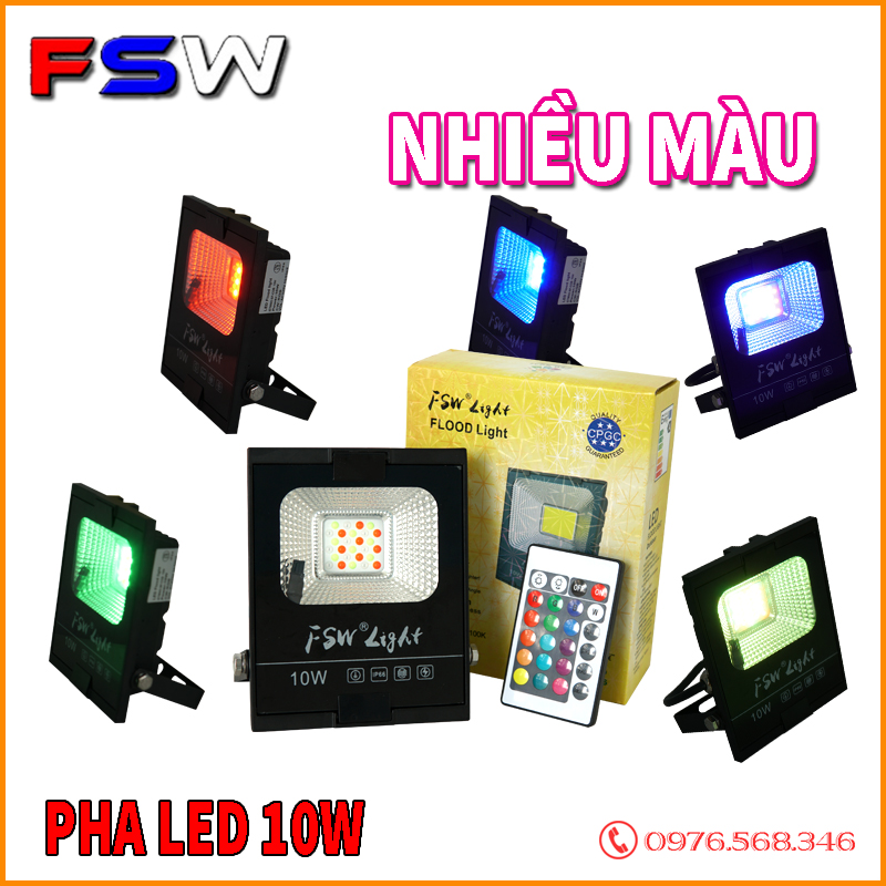 Đèn pha FSW 10W nhiều màu| đèn led trang trí