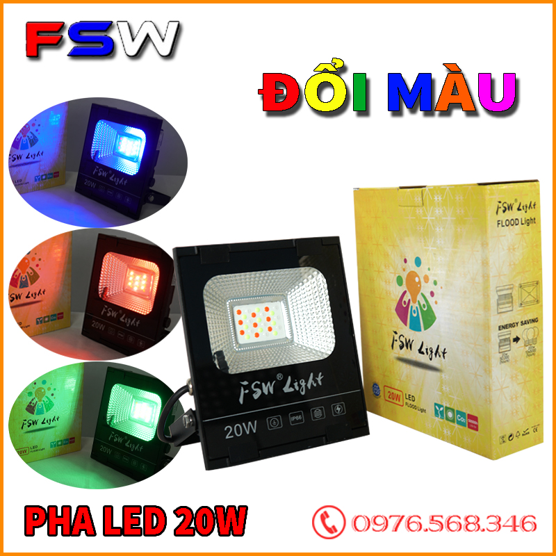 Đèn pha led FSW 20W| đèn trang trí nhiều màu