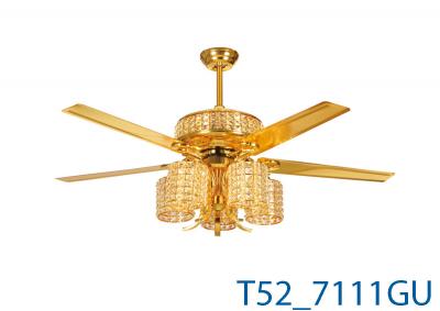 Đèn Quạt Trần Pha Lê Trang Trí Cánh Thẳng -TH7111 Vàng Đồng