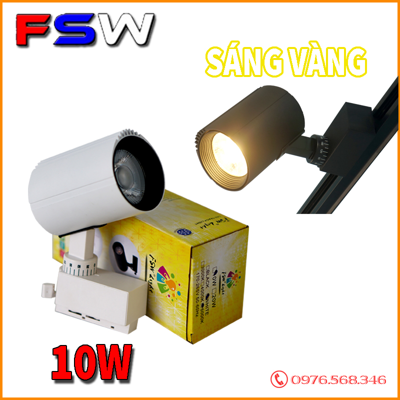 Đèn ray rọi FSW 10W chip COB| ánh sáng vàng