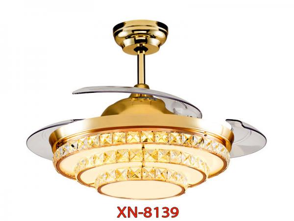 Quạt Đèn Cánh Xếp Pha Lê 3 Tầng Sang Trọng XN-8139