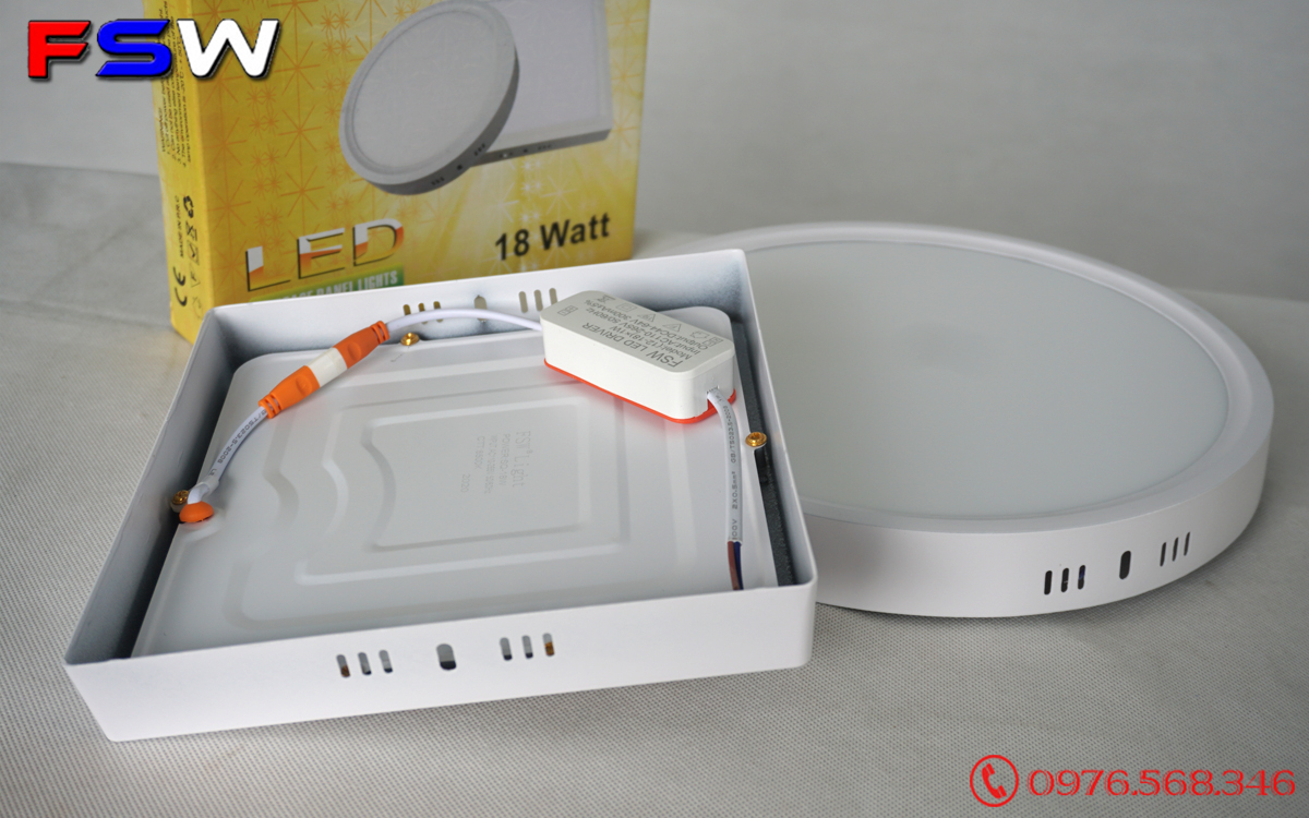 Đèn ốp trần FSW 18W vuông| 2 chế độ