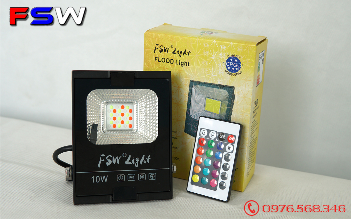 Đèn pha FSW 10W nhiều màu| đèn led trang trí