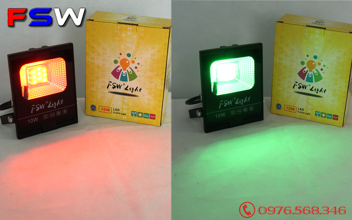 Đèn pha FSW 10W nhiều màu| đèn led trang trí