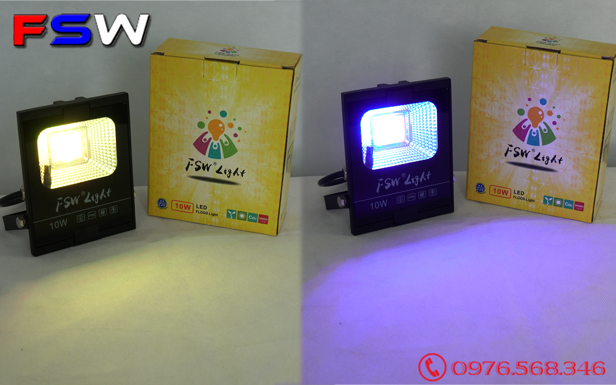 Đèn pha FSW 10W nhiều màu| đèn led trang trí