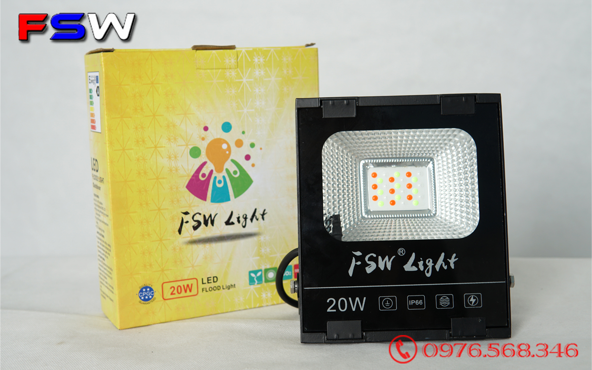Đèn pha led FSW 20W| đèn trang trí nhiều màu