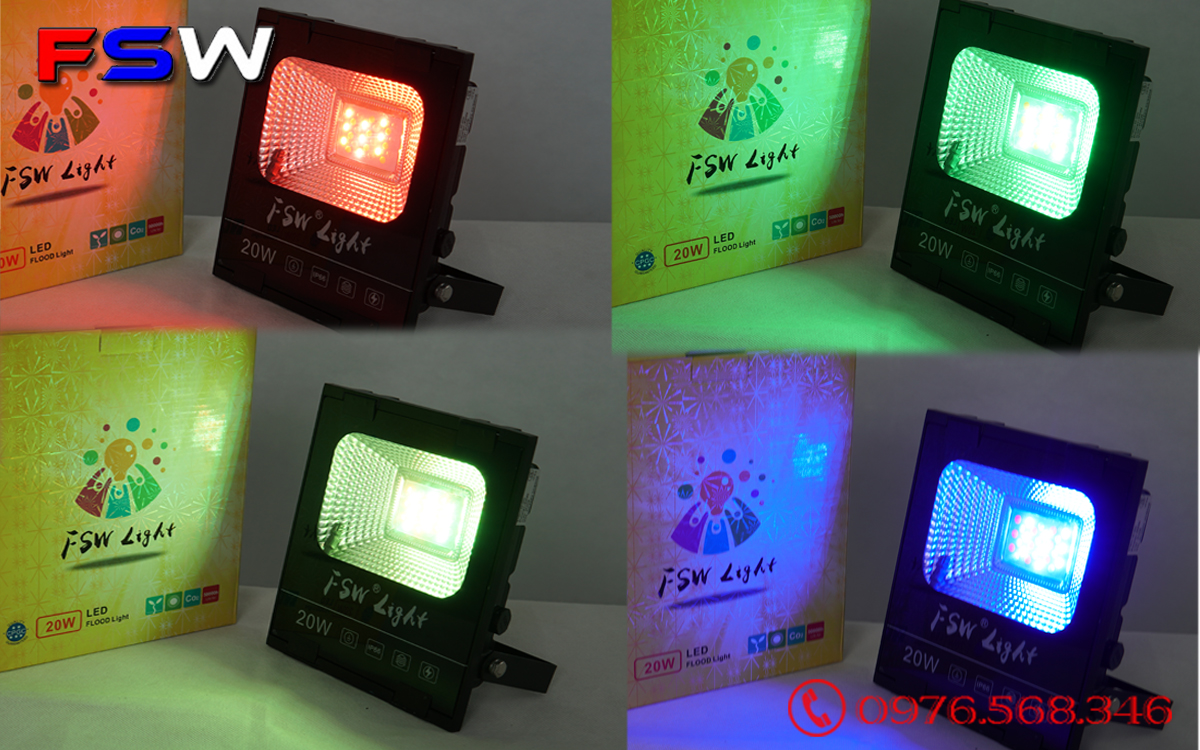 Đèn pha led FSW 20W| đèn trang trí nhiều màu