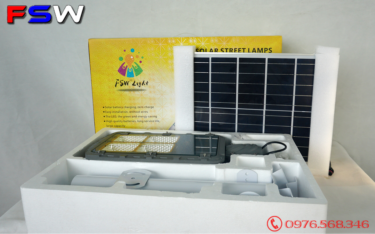 Đèn đường FSW 100W siêu sáng| năng lượng mặt trời