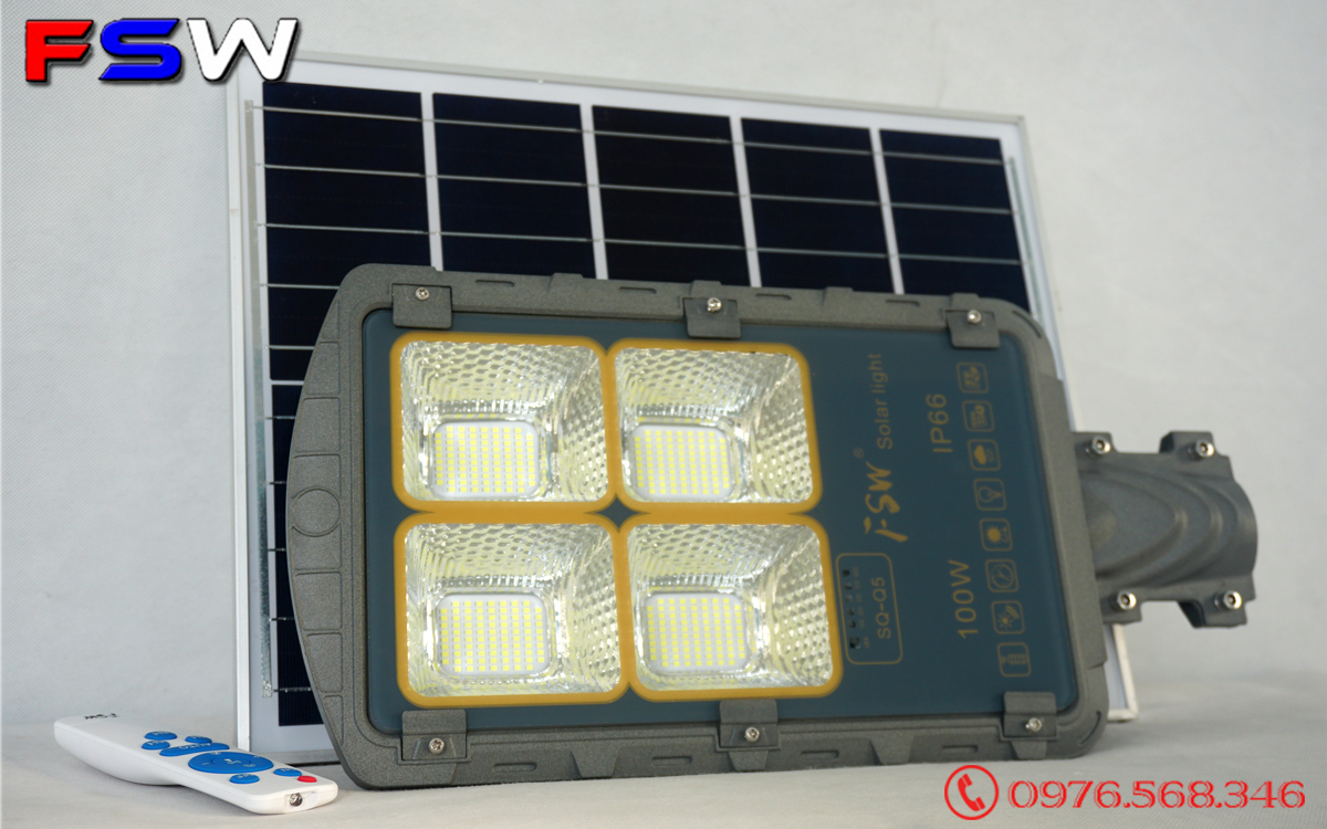 Đèn đường FSW 100W siêu sáng| năng lượng mặt trời