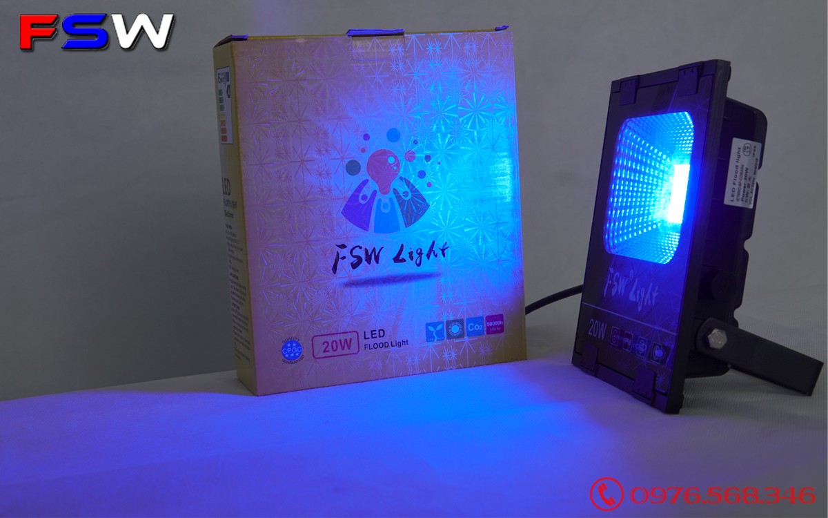 Đèn pha FSW 20W| đèn led ánh sáng xanh dương