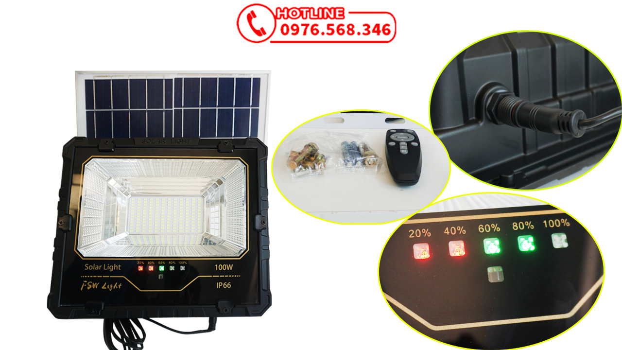 Đèn pha năng lượng mặt trời 100w giá rẻ FSW F1-100w