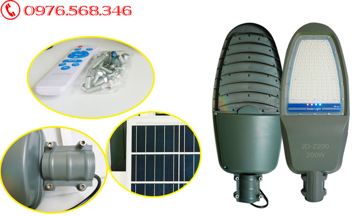 Đèn đường năng lượng mặt trời 200w cao cấp JD-Z200