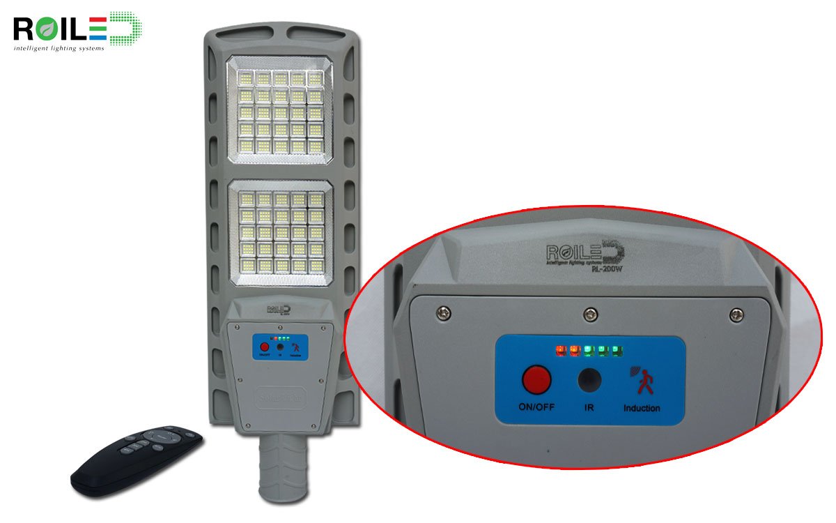 Đèn năng lượng mặt trời 200W, đèn đường tấm pin liền thể Roiled RL-200W